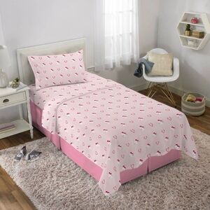 Hello Kitty Twin Sheet Set Festive Pink Santa Hat Holiday New